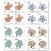 Set of blocks of four «Trees» Set of blocks of four (4 stamps, postage value CHF 21.40), gummed, mint