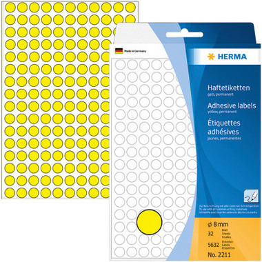HERMA Etiketten rund 8mm 2211 gelb 5632 Stück