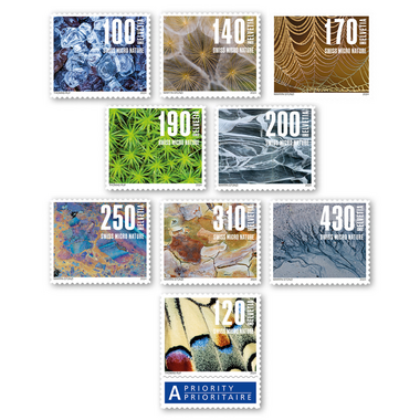 Timbres Série «Motifs naturels» Série (9 timbres, valeur d'affranchissement CHF 19.10), autocollant, non oblitéré