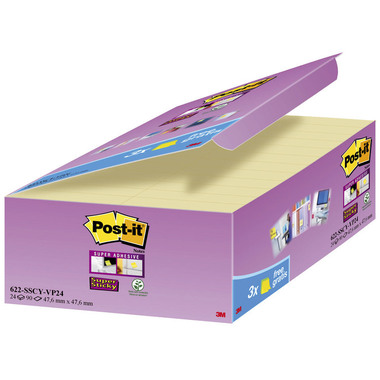 POST-IT Bloc notes Z-Notes 48x48mm 622-SY24 Super Sticky Promo 24x90 flls.