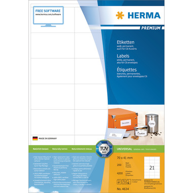 HERMA Etichette Premium 70x41mm 4634 bianco 4200 pezzi