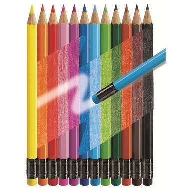 FABER-CASTELL Radierbare Farbstifte 116612 sechskant, 12 Farben