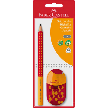 FABER-CASTELL Crayon,Taille-crayon Jumbo B 111914 3 couleurs, set