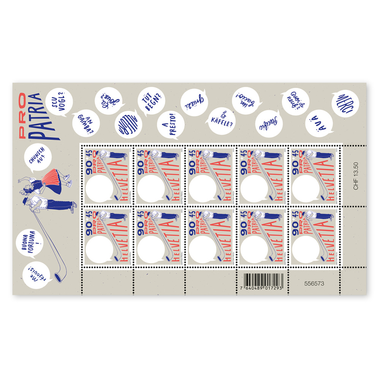 Briefmarken CHF 0.90+0.45 «Alphorn», Kleinbogen mit 10 Marken Bogen «Dialogkultur», selbstklebend, ungestempelt