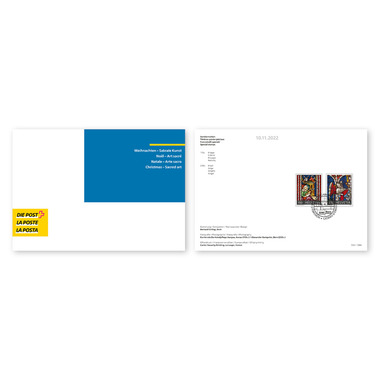 Folder / Foglio da collezione «Natale – Arte sacra» Serie (2 francobolli, valore facciale CHF 3.40) in folder/foglio da collezione, con annullo