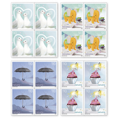 Set of blocks of four «Special events» Set of blocks of four (16 stamps, postage value CHF 16.00), self-adhesive, mint