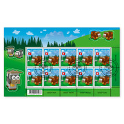 Briefmarken CHF 1.10 «Kuh», Kleinbogen mit 10 Marken Bogen «LEGO», selbstklebend, gestempelt