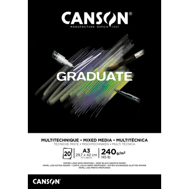 CANSON Graduate Mixed Media A3 31250P018 20 fogl., nero, 240g