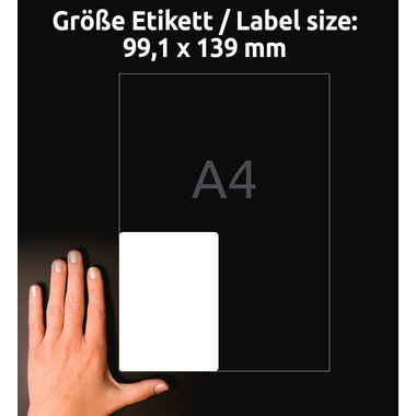 AVERY ZWECKFORM Etiketten 99.1x139mm L7915-40 weiss, matt, A4 40 Blatt