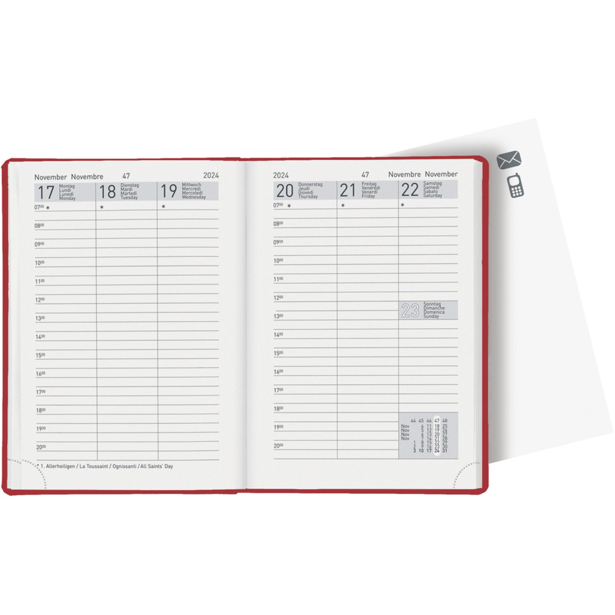 BIELLA Taschenagenda Rex 2024 825301450024 rot, 1W/2S, 10,1x14,2cm