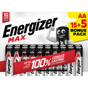Energizer Battery Max Mignon (AA), 15+5 pcs 20-pack of Energizer Max AA batteries, Alkaline