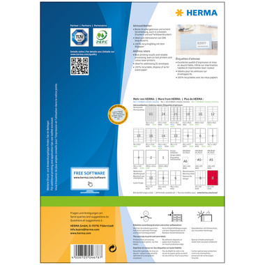 HERMA Étiquettes PREMIUM 99.1x38.1mm 4678 blanc,perm. 1400pcs./100flls.