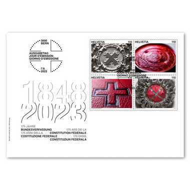 First-day cover «175 years Federal Constitution» Set (4 stamps, postage value CHF 4.40) on first-day cover (FDC) C6