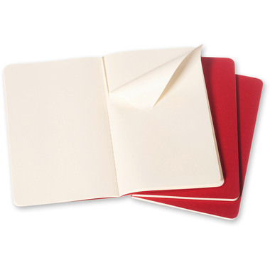 MOLESKINE Quaderno Cahier A6 097-0 in bianco, rosso 3 pezzi