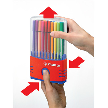 STABILO Fasermaler Pen 68 6820-04 20er Color Box rot/blau