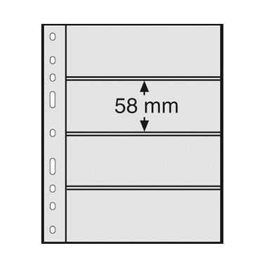 OPTIMA stock pages for postage stamps, 10 pack, black Divided into four sections, strip height 58 mm