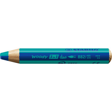 STABILO Crayon couleur Woody 3 in 1 882/405-470 Duo, bleu/turquoise