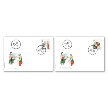 First-day cover «Pro Juventute - Stay connected» Single stamps (2 stamps, postage value CHF 2.00+1.00) on 2 first-day covers (FDC) C6