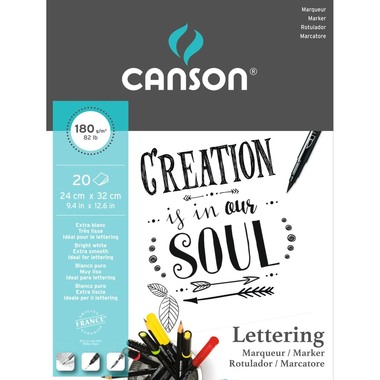 CANSON Letteringblock 24x32cm 400109921 20 Blatt, bright white, 180g