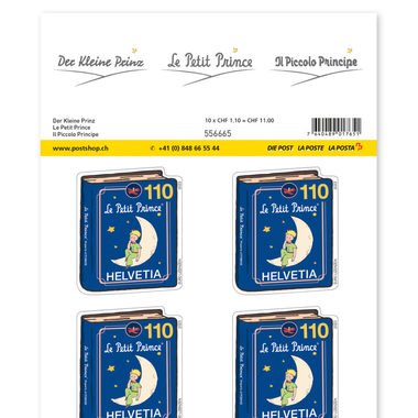 Timbres CHF 1.10 «Le Petit Prince», Feuille de 10 timbres Feuille «Le Petit Prince», autocollant, non oblitéré