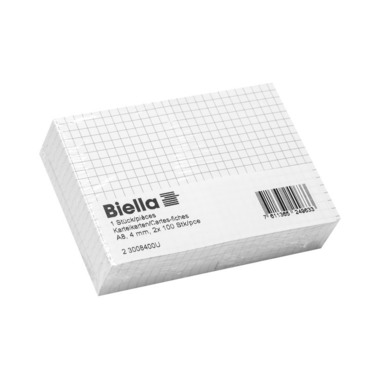 BIELLA Cartes-fiches A8 quadrill. 4mm 23008400U blanc 200 pièces