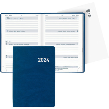 BIELLA Agenda Mittelformat 2024 822301050024 bleu, 3½J/P, 7,6x11cm