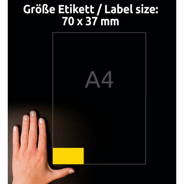 AVERY ZWECKFORM Etiquettes 37x70mm 3451-10 jaune, perm. 10 flls./24 pcs.