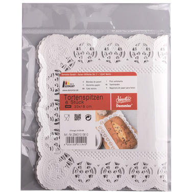 DEMMLER Merletto torta angolare 2940100610 30x18cm, 6 pezzi bianco
