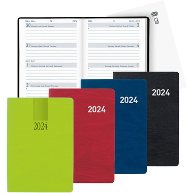 BIELLA Agenda Mittelformat 2024 822301050024 bleu, 3½J/P, 7,6x11cm