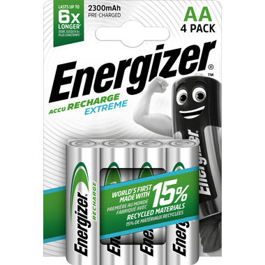 Energizer NiMH Akku Extreme (AA) 2300 mAh, 4 pcs 4-pack of Energizer Accu Recharge Extreme rechargeable AA batteries, precharged