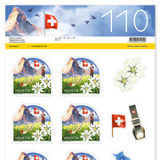 Timbres CHF 1.10 «Typiquement suisse», Feuille de 10 timbres Feuille «Typiquement suisse», autocollant, non oblitéré