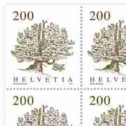 Stamps CHF 2.00 «Swiss stone pine», Sheet with 12 stamps Sheet Trees, gummed, mint