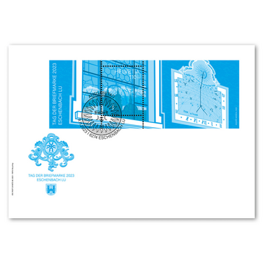 Enveloppe du jour d'émission «Journée du Timbre 2023 Eschenbach LU» Bloc spécial (1 timbre, valeur d'affranchissement CHF 1.10+0.55) sur enveloppe du jour d'émission (FDC) C6
