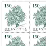 Stamps CHF 1.50 «Sycamore», Sheet with 12 stamps Sheet Trees, gummed, mint