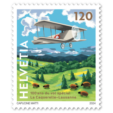 Stamp «100 years La Caquerelle-Lausanne special flight» Single stamp of CHF 1.20, gummed, mint