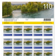 Stamps CHF 1.10 «Aare», Sheet with 50 stamps Sheet «Swiss river landscapes», self-adhesive, mint