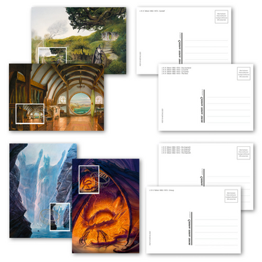 Set of maximum cards «J. R. R. Tolkien 1892-1973» Set of 4 unfranked A6 picture postcards with stamps affixed and cancelled on the front (postage value CHF 4.40)