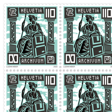 Francobolli CHF 1.10 «100 anni dell’Associazione degli archivisti svizzeri», Foglio da 10 francobolli Foglio «100 anni dell’Associazione degli archivisti svizzeri», gommatura, senza annullo