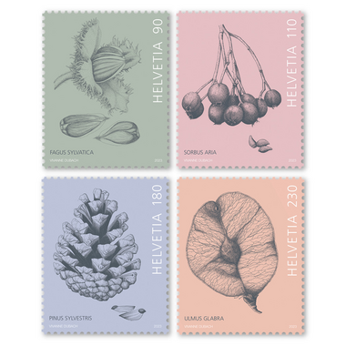 Timbres Série «Fruits d’arbres» Série (4 timbres, valeur d'affranchissement CHF 6.10), gommé, non oblitéré