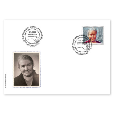 Ersttagsumschlag «Gertrud Kurz 1890–1972» Einzelmarke (1 Marke, Taxwert CHF 1.10) auf Ersttagsumschlag (FDC) C6