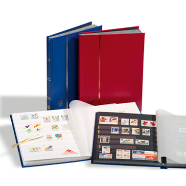 Einsteckbuch BASIC für Briefmarken, 32 Seiten, blau A4, schwarze Seiten