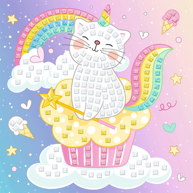 URSUS Moosgummi Mosaik 8420018 Glitter Kittycorn 25x25cm