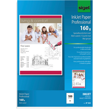 SIGEL InkJet Paper A3 IP383 160g,matt, blanc 100 feuilles
