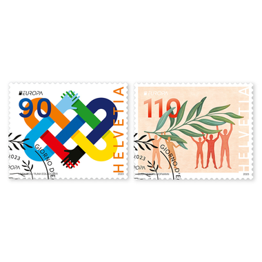 Stamps Series «EUROPA – Peace: the highest value of humanity» Set (2 stamps, postage value CHF 2.00), gummed, cancelled
