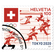 Stamp CHF 1.00 «Summer Olympic Games 2021» Single stamp of CHF 1.00, gummed, cancelled