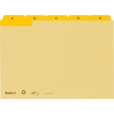 BIELLA Cartes-quides A7 21972520U jaune,A-Z,renforc.,25 divis.