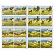 Série de blocs de quatre «Parcs suisses» Série de blocs de quatre (16 timbres, valeur d&#039;affranchissement CHF 16.00), autocollant, non oblitéré