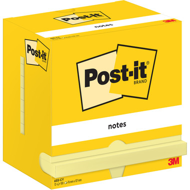 POST-IT Notes 76x127mm 655 CY jaune 12x100 feuilles