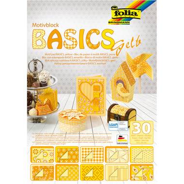 FOLIA Motivblock Basic 46149 gelb, 30 Blatt