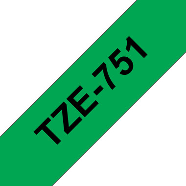PTOUCH Nastro, plastific. nero/verde TZe-751 PT-2450DX 24 mm